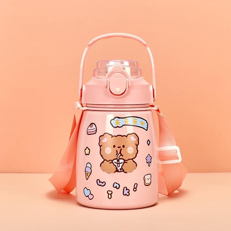 Bình giữ nhiệt 900ml có quai đeo kèm sticker