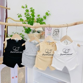    RiO Kids   Bộ ba lỗ thun lạnh Mingy Baby quần xuông áo in hình cá voi phong cách mùa hè đi biển  bộ MinGy Baby 