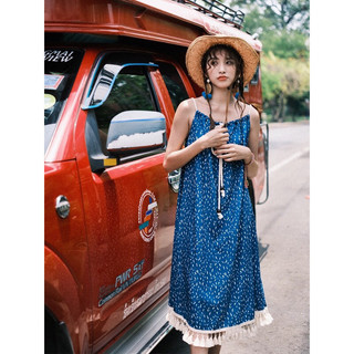 [ HÀNG SẴN] Đầm Xanh Vintage Tuarua Thời Trang Du Lịch Nữ Phong Cách Bohemian Mã 9999