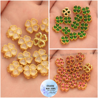 Cỏ bốn lá may mắn - cỏ xâu bé 11mm - charm phụ kiện xâu phối vòng tay vòng cổ chuỗi hạt nam nữ may mắn