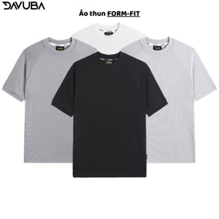 Áo thun gân trơn DAVUBA cổ tròn form fit ôm dáng SM091