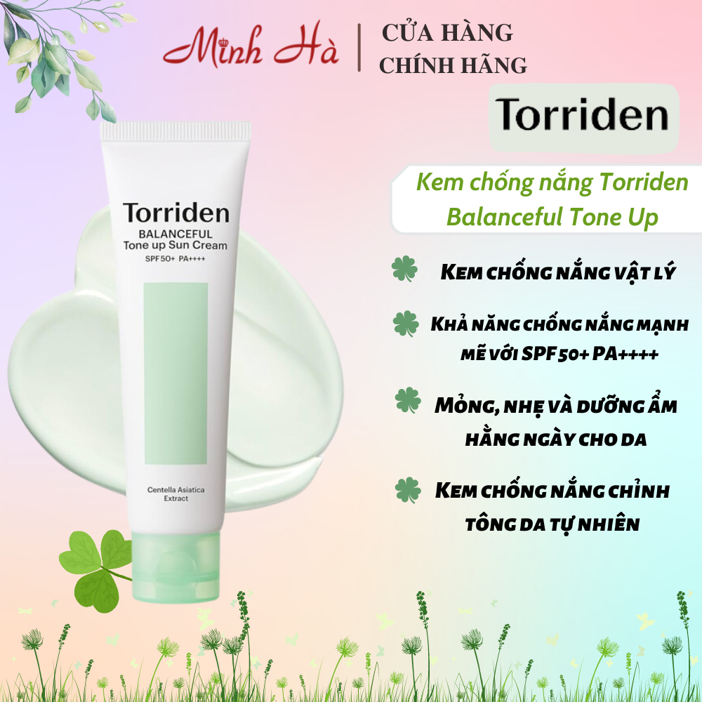 Kem chống nắng vật lý Torriden Balanceful Tone Up Sun Cream SPF50+ PA++++ 60ml nâng tone làm dịu dành cho mọi loại da