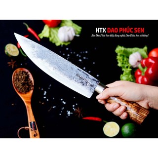 Dao Bầu Dài Cán Gỗ Cẩm HTX DAO PHÚC SEN G12 Lọc Thịt Thái Rau Củ 25cm