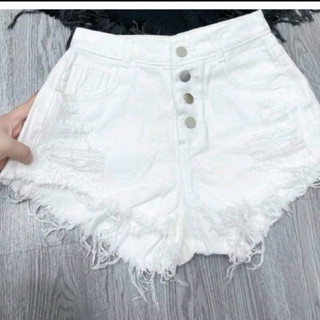 (MÃ: Q4N01) Quần short jean nữ lung cao rách đùi phối nút