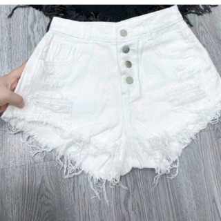 (MÃ: Q4N01) Quần short jean nữ lung cao rách đùi phối nút