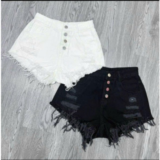 (MÃ: Q4N01) Quần short jean nữ lung cao rách đùi phối nút