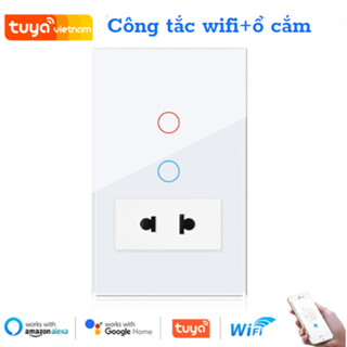 Công tắc thông minh WIFI TUYA kết hợp ổ cắm, điều khiển từ xa qua điện thoại