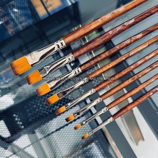 [DA ĐEN] Cọ Vẽ Đầu Dẹp Hand ZBS1 Thân Nâu