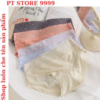 Quần Lót Lụa Sữa Tàng Hình Cạp Ren Họa Tiết Tim có big size  Q44