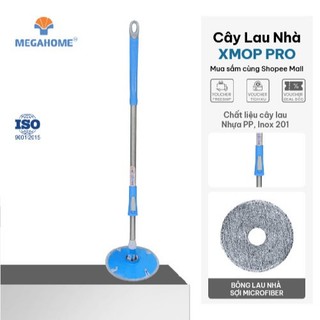 Cây Lau Nhà Megahome  Xmop Pro sử dụng bông lau dán tiện lợi,bông lau thấm hút tốt,mau khô có thể giặt máy