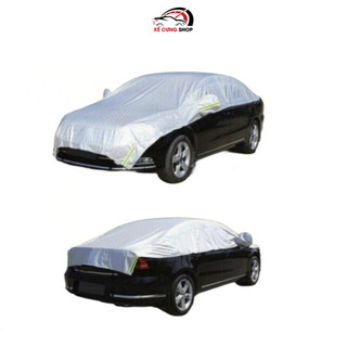 Bạt che nửa xe ô tô chống nắng phủ cả nắp capo, Bạt phủ cách nhiệt tráng nhôm cao cấp