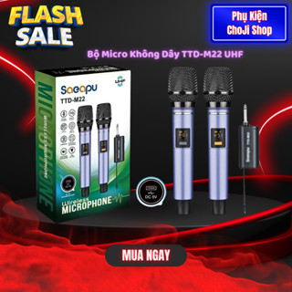 Bộ Mic Không Dây Karaoke TTD - M22 pin Sạc Dùng Mọi Loa Kéo, Âm Ly, đầu míc bằng thép cao cấp, Bảo Hành 12Tháng.