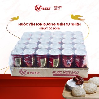 Nước Yến Lon VN Nest 2% Tổ Yến nguyên chất nấu Đường Phèn Tự Nhiên  - Khay 30 lon x 190ml - Nước Giải Khát Cao Cấp