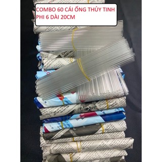 Giá sỉ combo 60 cái ống thủy tinh trắng trong suốt phi6, dày thành ống 1.1mm dài 19-20cm