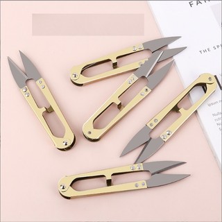 Kéo bấm chỉ, kéo cắt chỉ cán kim loại màu vàng - kcc002