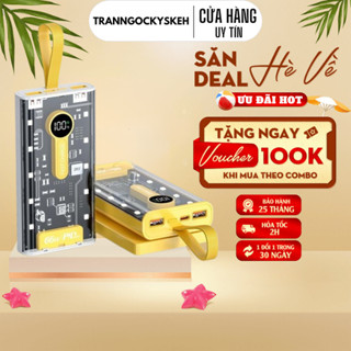 Cục Sạc Dự Phòng 20.000mAh Sạc Siêu Nhanh 120W Thiết Kế Trong Suốt 120W Tích Hợp 4 Dây Sạc - Màn Hình LED