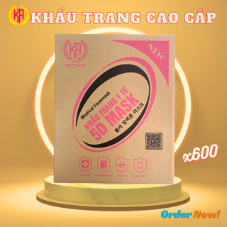 Thùng 600c Khẩu Trang 5D Mask KHUYẾN ANH Kháng Khuẩn Chống Bụi Mịn Chống Tia UV 4 Màu - KA002