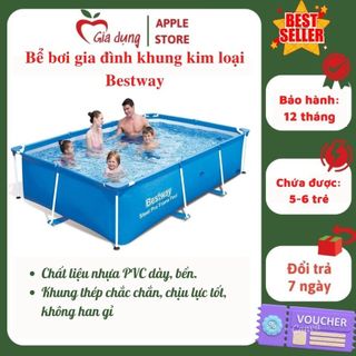 Bể bơi gia đình Bestway khung kim loại không bơm hơi, có thể gấp gọn dễ dàng tiết kiệm diện tích