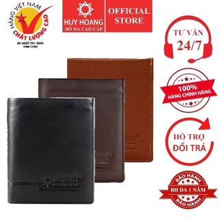 Ví nam huy hoàng da bò sọc ngang kiểu đứng màu da, đen, nâu hp2138-39-40