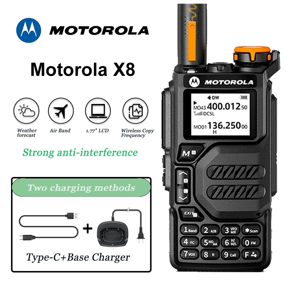 Bộ Đàm Motorola X8 Có Lcd 2 Băng Tần VHF và UHF Cao Cấp Cực Chất Khoảng Cách 1-10km