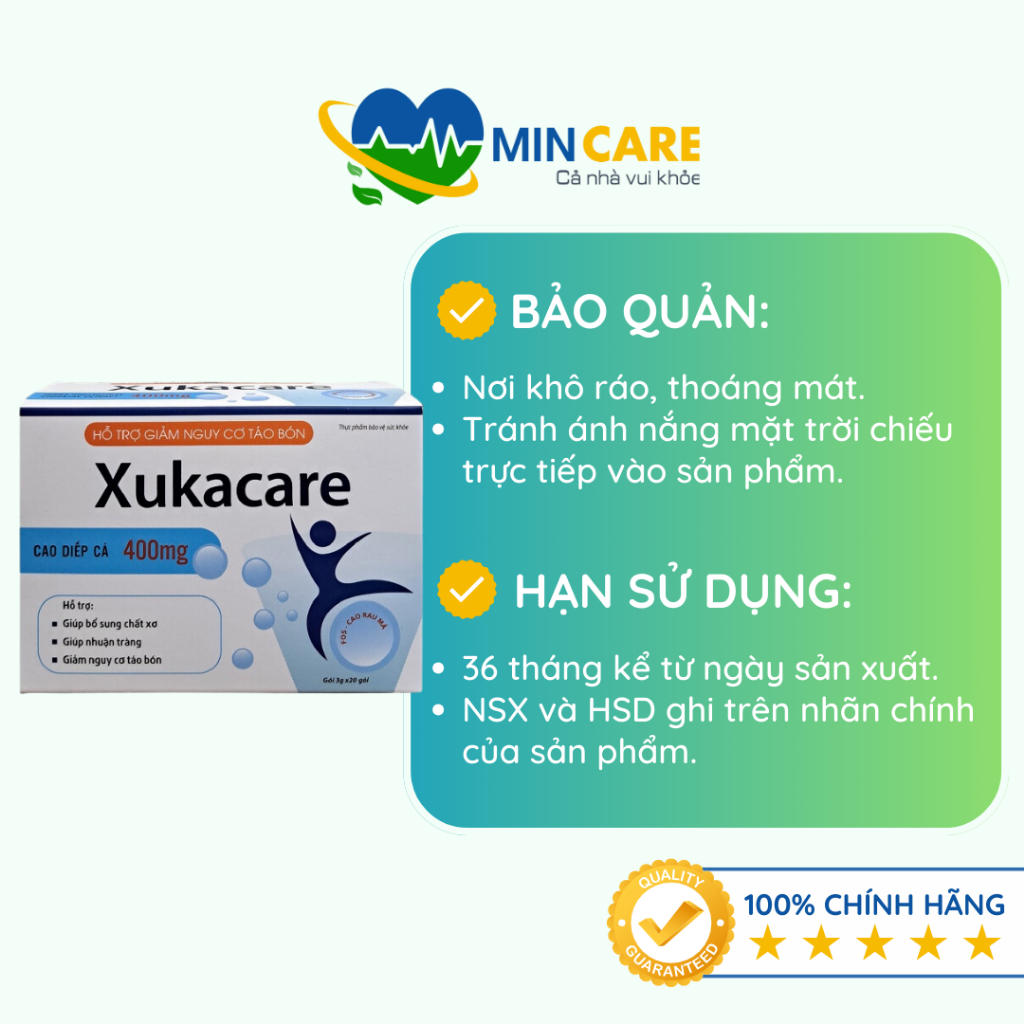 XUKACARE - Bổ sung chất xơ, ngừa táo bón, hạn chế đầy bụng, khó tiêu