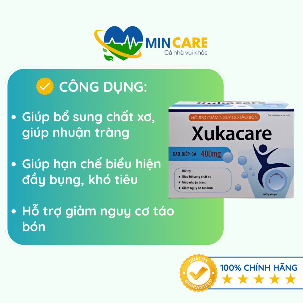 XUKACARE - Bổ sung chất xơ, ngừa táo bón, hạn chế đầy bụng, khó tiêu