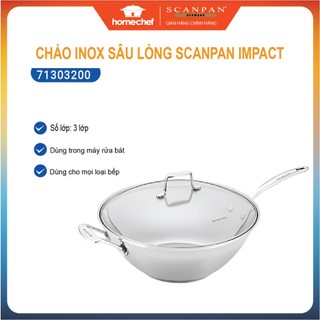 Chảo xào inox 304 cao cấp Scanpan Impact 32cm - 71303200, đáy 3 lớp, dùng bếp từ, máy rửa bát | Hàng chính hãng