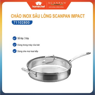 Chảo inox 304 sâu lòng cao cấp scanpan impact 28cm - 71102800, đáy 3 lớp, dùng bếp từ, máy rửa bát | hàng chính hãng
