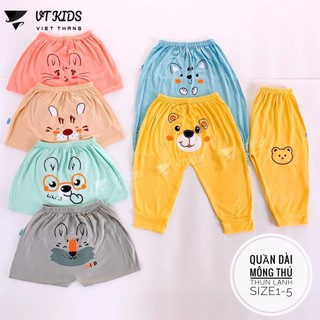 Combo 5 quần dài thun lạnh mông thú VT cho bé 3 đến 14kg