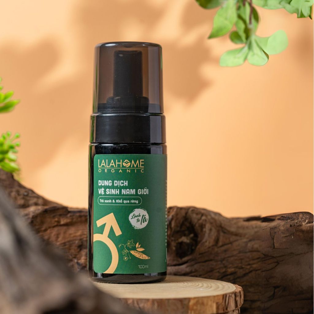 Dung dịch vệ sinh nam, dạng tạo bọt tinh chất Trà Xanh, Khổ Qua LALAHOME ORGANIC - Khử mùi, ngăn nấm, hương bạc hà