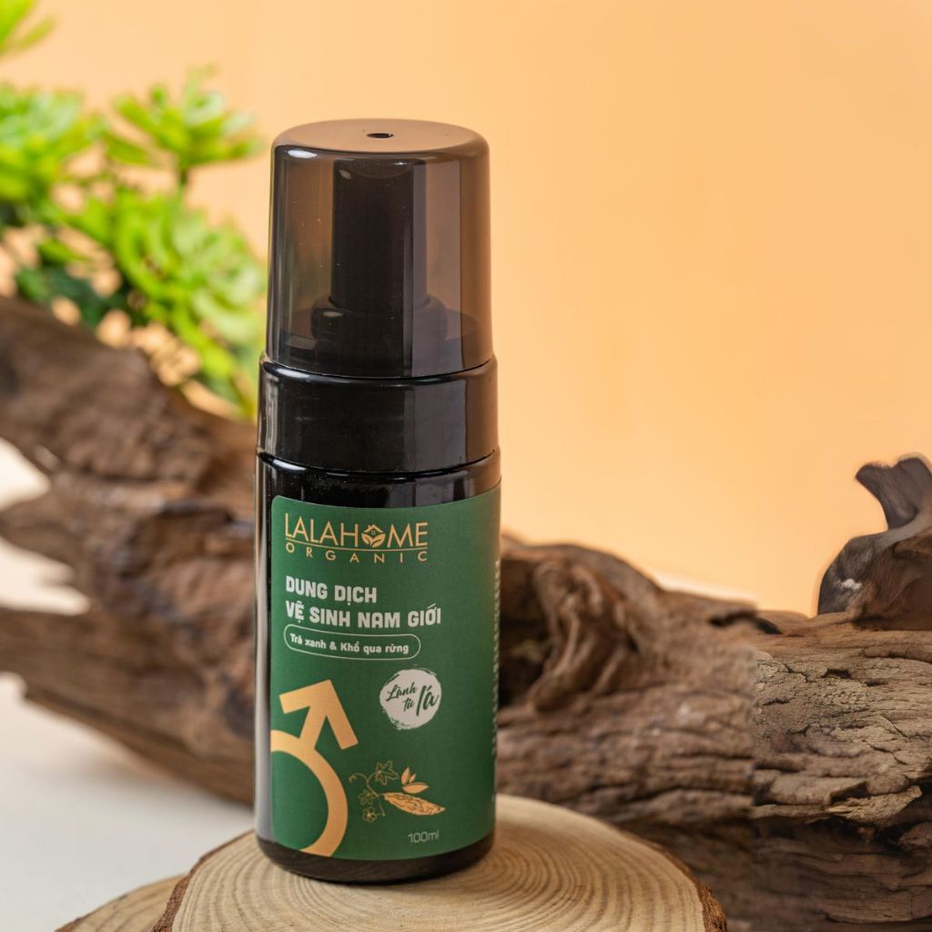 Dung dịch vệ sinh nam, dạng tạo bọt tinh chất Trà Xanh, Khổ Qua LALAHOME ORGANIC - Khử mùi, ngăn nấm, hương bạc hà