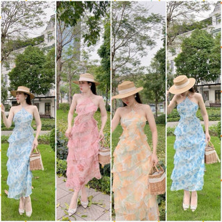 Đầm xoè voan hoa TRIPBLE T DRESS có lót siêu xinh - Free size dưới 54kg