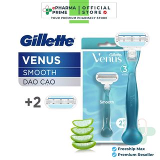 Bộ dao cạo nữ gillette venus smooth cao cấp - hộp1 cán + 2 lưỡi