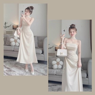 Đầm thời trang nữ sang chảnh đi tiệc chất tuyết nhung cổ dây hở lưng hở vai quyến rũ dáng váy ôm body quý phái dáng maxi