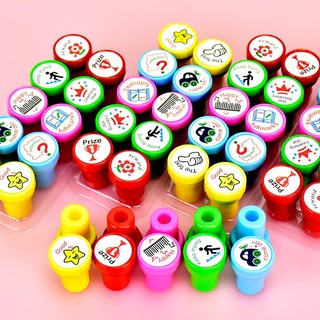 Bộ 10 con dấu sẵn mực nhiều mẫu đóng dấu cute