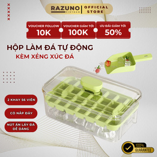 Khay làm đá tự động razuno việt nam nhấn nút lấy đá dễ dàng, tặng kèm xẻng xúc đá