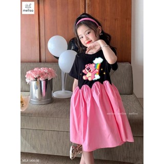 Váy babydoll cotton gấu dâu mềm mát nhiều màu xinh xắn cho bé gái 8-24kg