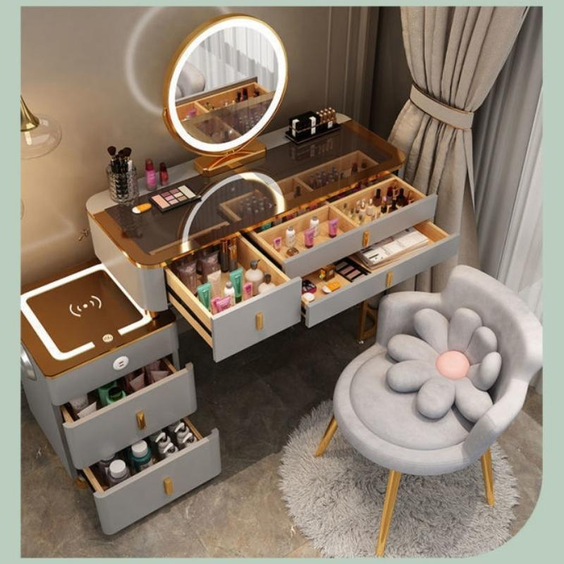 Bàn Trang Điểm Bàn Phấn Thông Minh Có Gương Đèn Led Cảm Ứng 3 Màu Sạc Không Dây Loa Buetooth,2 Cổng USB Tiện nghi T02 | BigBuy360 - bigbuy360.vn