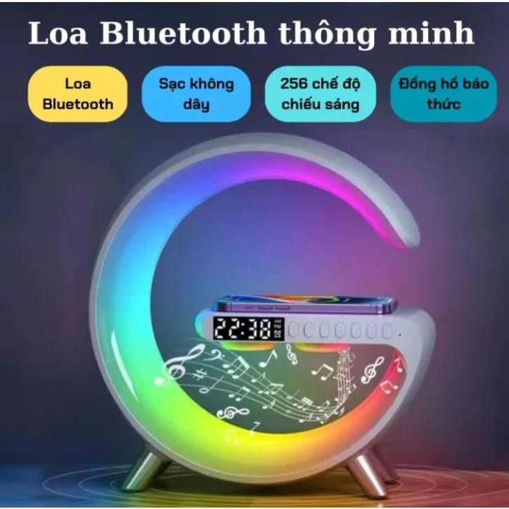 Loa Bluetooth Chữ G BT-3401 Đa Năng Tích Hợp Sạc Không Dây -Đông Hồ Báo Thức - Đèn Trang Trí