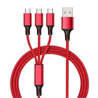 Dây cáp sạc nhanh đa năng 3 đầu 3in1 Lighting, Micro USB, Type C dây bọc dù dành cho điện thoại, máy tính bảng...