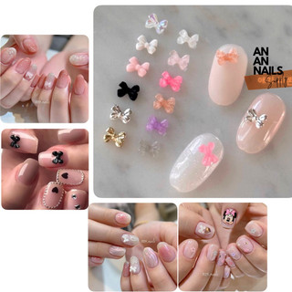 Nơ mini trang trí móng , charm nơ nhựa nhỏ , 10 viên
