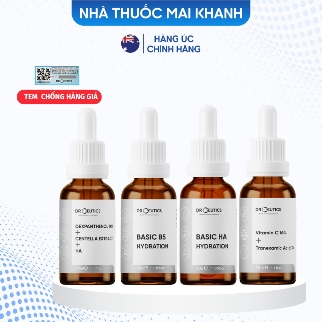 Tinh Chất DrCeutics Niacinamide B3, HA Basic, B5 Basic,TXA,ARB Cấp Ẩm Phục Hồi Da 30ml/100ml