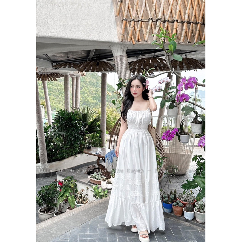 VÁY 2 DÂY CHẠY CHUN DÁNG XÒE