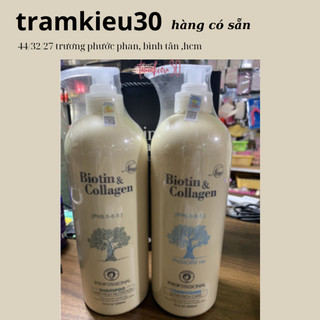 Cặp Dầu Gội , Xả Biotin Collagen Trắng 1000ml | Giảm Rụng Tóc,Phục Hồi Tóc Khô Xơ, Hư Tổn [Chính Hãng]