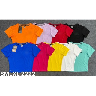 Áo Thun Croptop Thể Thao Nữ NK Logo Thêu Vải Thun Lạnh Co Giãn Tốt Tập Gym Yoga Erobic