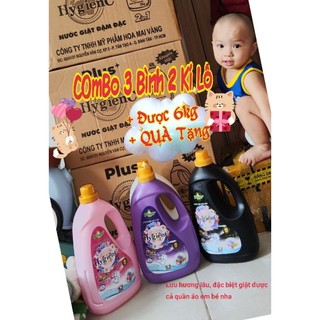Combo Giảm Siêu Đỉnh,,3 bình 2kg Nước Giặt Xả HYGIENC  PLUS 2in1 Thơm lâuu Công nghệ Thái giặt tay giặt máy siêu sạch