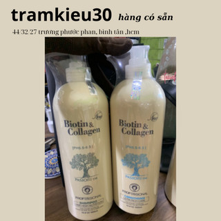 Cặp dầu gội xả Biotin Collagen Trắng 1000ml ngăn rụng tóc, dưỡng tóc, kích thích mọc tóc