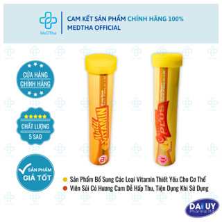 Viên Sủi MultiVitamin - Vitamin Tổng Hợp, Vitamin C, Tăng Sức Đề Kháng, Giải Nhiệt (Tuýp 20 Viên)