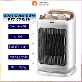 Máy sưởi để bàn, quạt sưởi Gốm PTC CORISU, quạt sưởi mini công suất 1500W sưởi ấm 2 chiều chế độ ấm nhanh sau 3s sử dụng