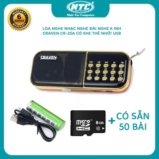 Loa đa năng Craven CR-25A có khe Thẻ nhớ/ USB / FM - dung lượng pin 2200mah (không thẻ hoặc thẻ có 50 bài kinh)